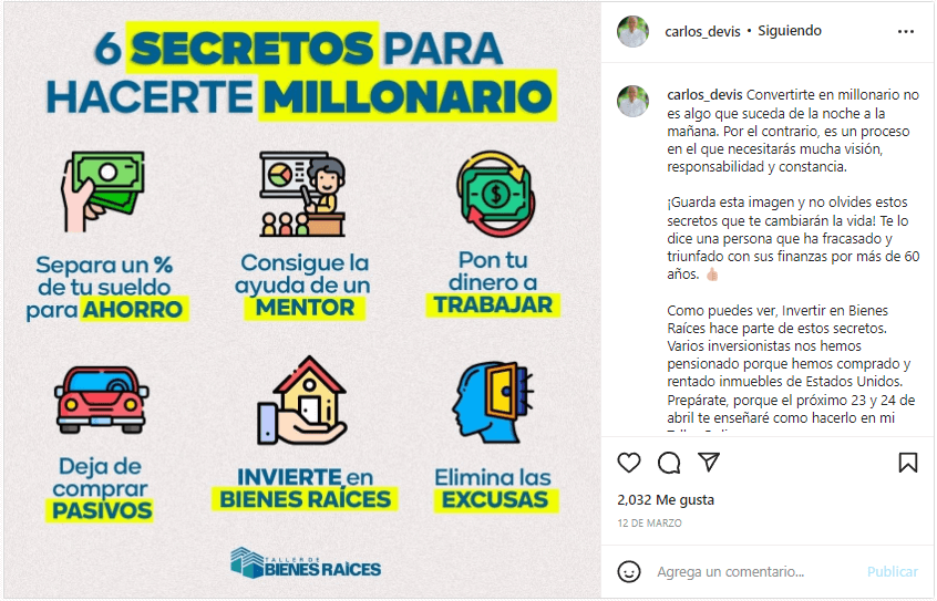 infografía con consejos para ser millonario