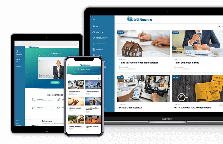 Taller de Bienes Raíces visto en diferentes dispositivos