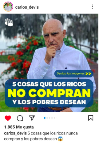 Carlos Devis pensando sobre las 5 cosas que los ricos no compran y los pobres desean