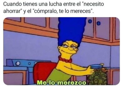 Meme de simpsons sobre mal gastar los ahorros